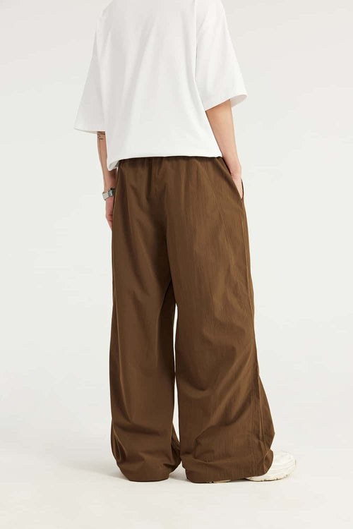Draped Wide-Leg Utility Pants - Brown