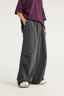 Draped Wide-Leg Utility Pants - Dark Gray