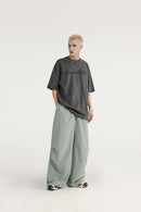 Draped Wide-Leg Utility Pants - Grayish Green