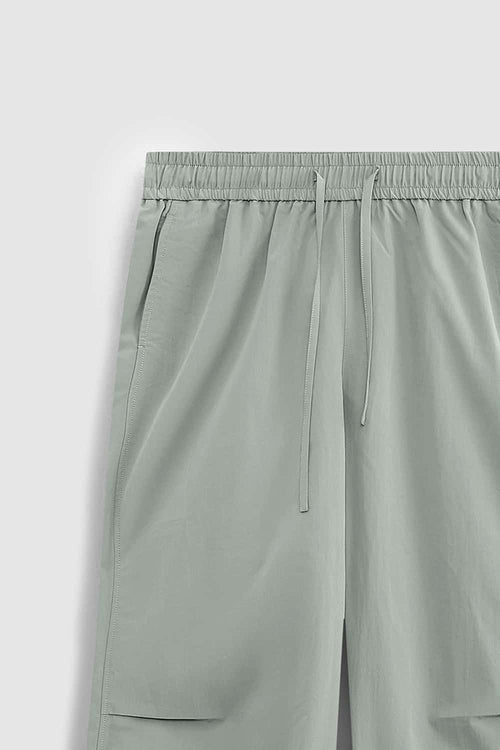 Draped Wide-Leg Utility Pants - Grayish Green