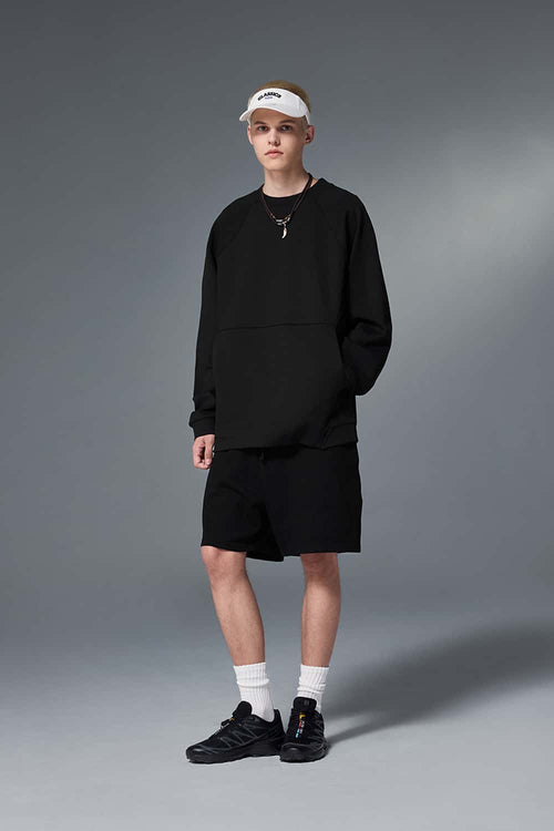 Temperature-Control Fleece Crewneck Sweatshirt - Black