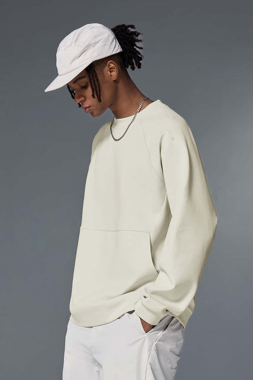 Temperature-Control Fleece Crewneck Sweatshirt - White