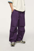 Cotton Wide-Leg Parachute Pants - Dark Purple
