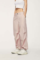 Cotton Wide-Leg Parachute Pants - Grayish Pink