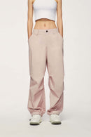 Cotton Wide-Leg Parachute Pants - Grayish Pink