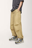 Cotton Wide-Leg Parachute Pants - Khaki