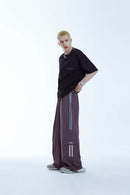 Side-Stripe Wide-Leg Cargo Pants - Purple
