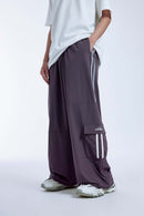 Side-Stripe Wide-Leg Cargo Pants - Purple