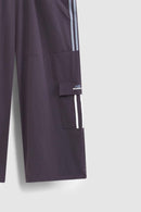 Side-Stripe Wide-Leg Cargo Pants - Purple