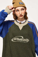 Raglan Panel Loose Knit Sweater - Military Green