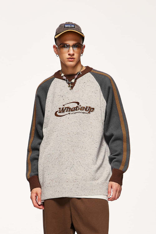 Raglan Panel Loose Knit Sweater - Sand