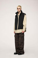 Utility Zip-Up Stand Collar Vest - Black