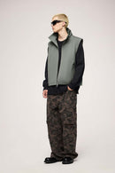 Utility Zip-Up Stand Collar Vest - Gray