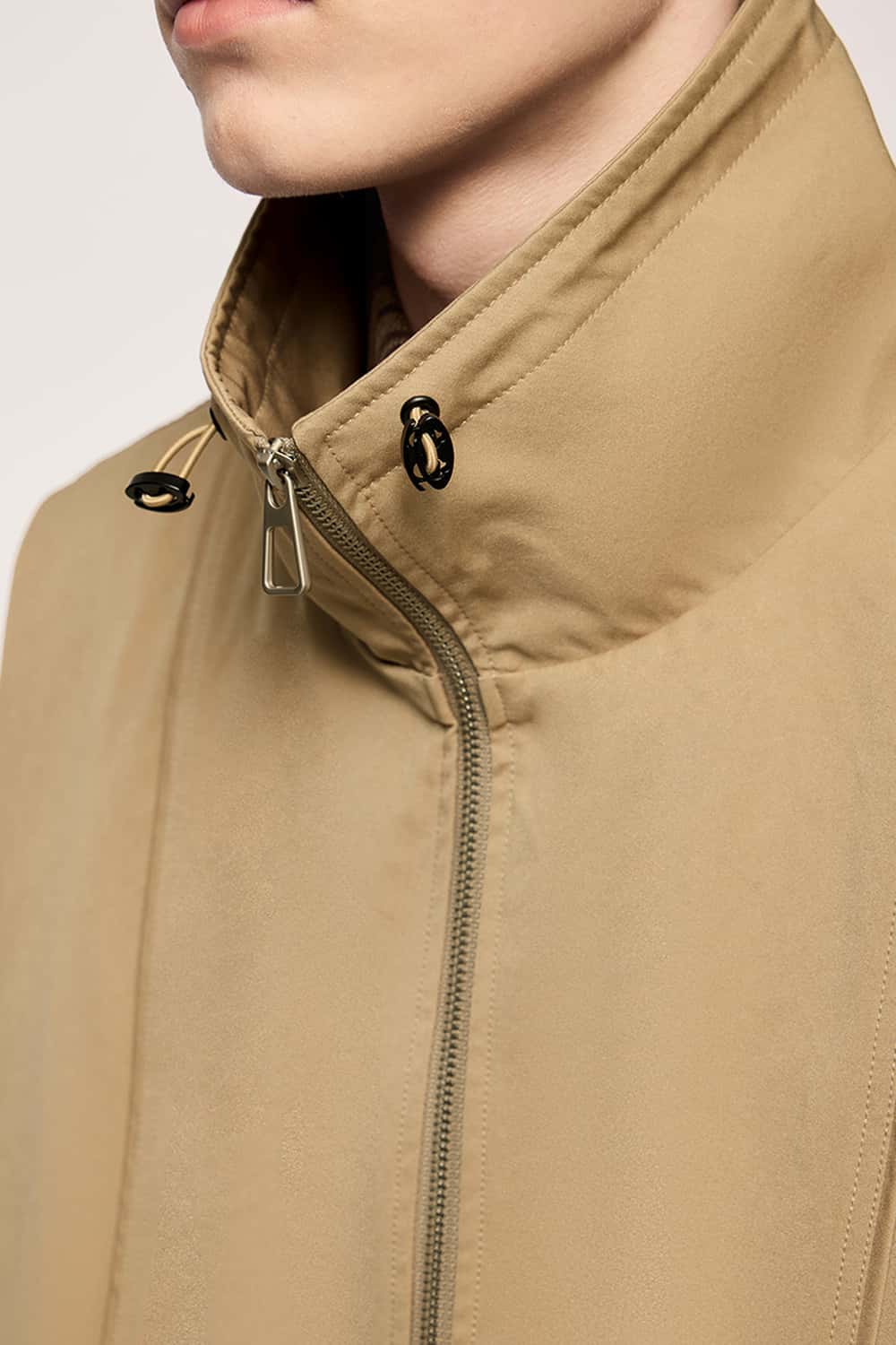 Utility Zip-Up Stand Collar Vest - Khaki