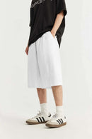 Washed Pleated Long Shorts - White