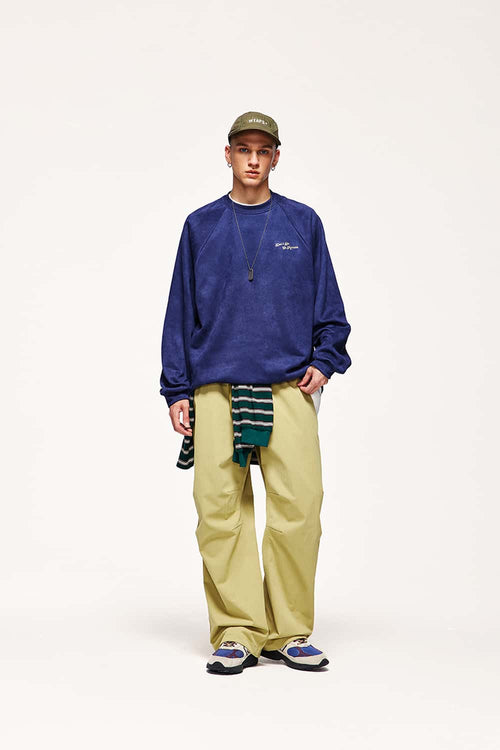 Drawstring Parachute Wide-Leg Pants - Khaki