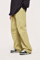 Drawstring Parachute Wide-Leg Pants - Khaki