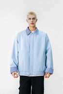 Plaid Collar Utility Jacket - Blue