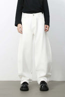 Washed Barrel-Leg Jeans - White