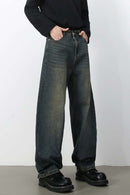 Washed Barrel-Leg Jeans - Yellow