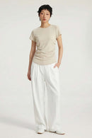 Ruched Lyocell Slim Fit T-Shirt - Sand