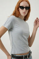 Side Embroidered Slim Fit Tee - Gray