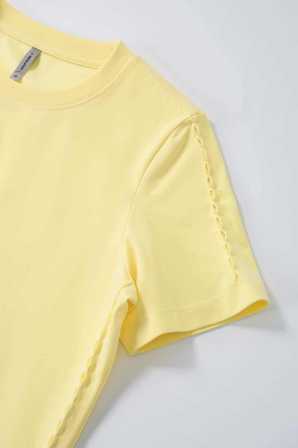 Side Embroidered Slim Fit Tee - Lemon Yellow