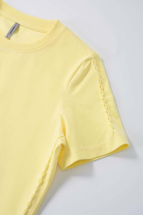 Side Embroidered Slim Fit Tee - Lemon Yellow