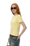 Side Embroidered Slim Fit Tee - Lemon Yellow