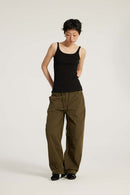 Ribbed Square-Neck Fitted Tank - Active Black