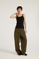 Ribbed Square-Neck Fitted Tank - Active Black