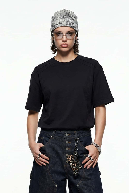 Heavyweight 3D-Cut Cotton Tee - Black