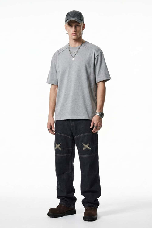Heavyweight 3D-Cut Cotton Tee - Flower Gray