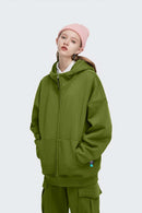 Fleece High-Zip Hooded Jacket - Green