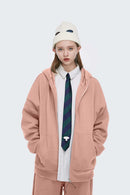 Fleece High-Zip Hooded Jacket - Pale Pink