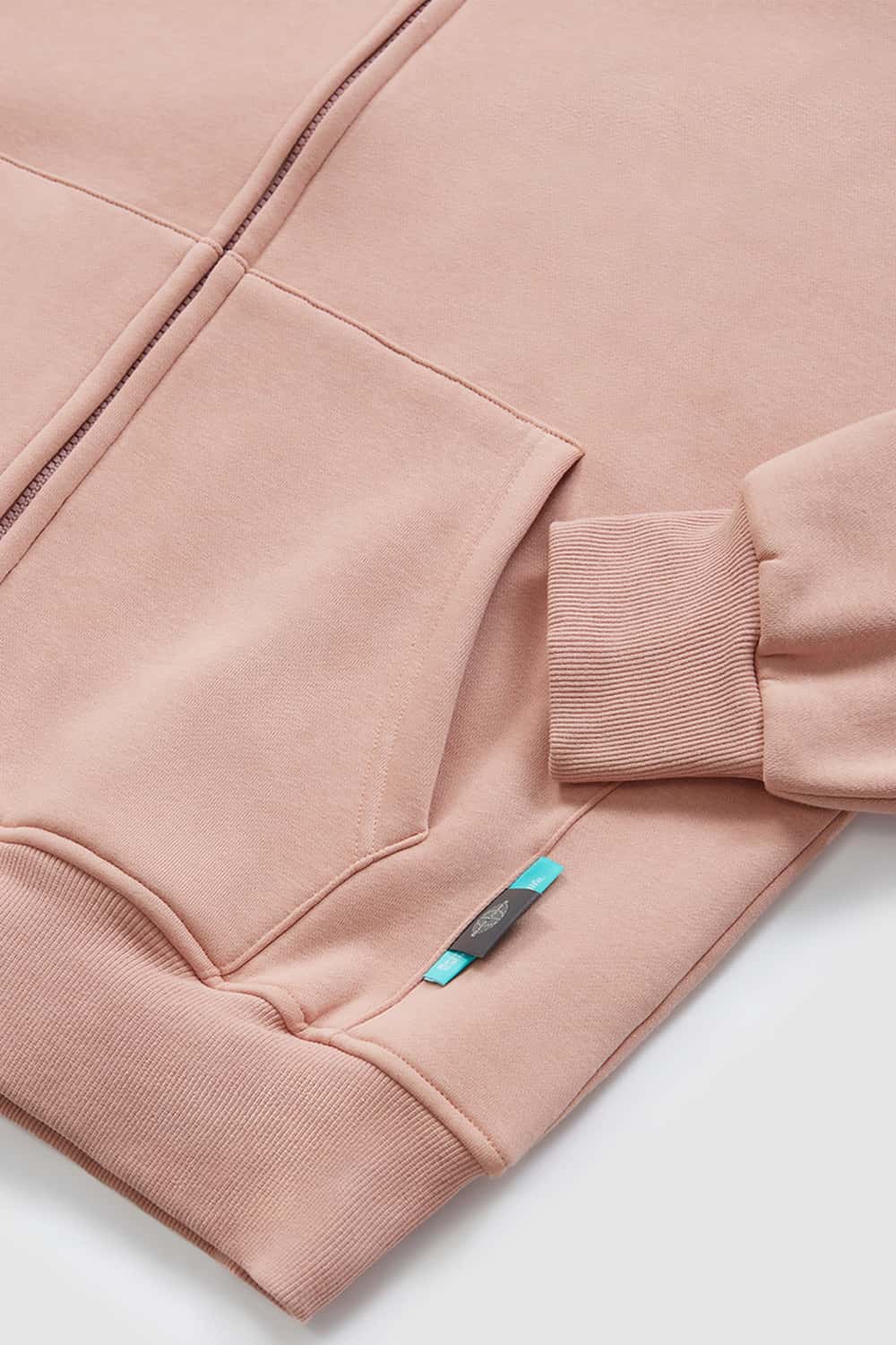 Fleece High-Zip Hooded Jacket - Pale Pink