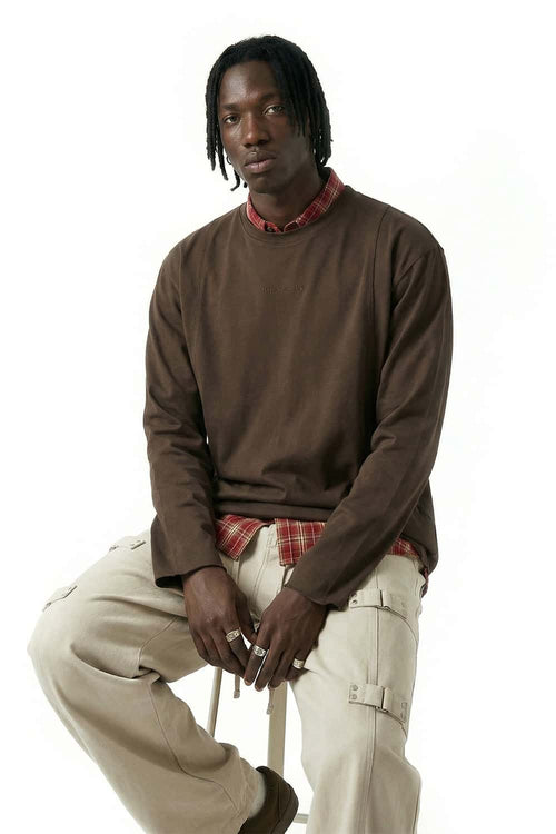 Vintage Cotton Long Sleeve Tee - Coffee
