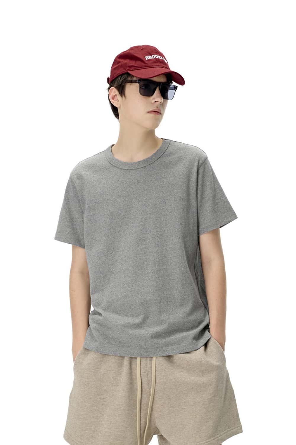 Heavyweight Regular Fit Crewneck T-Shirt - Flower Gray