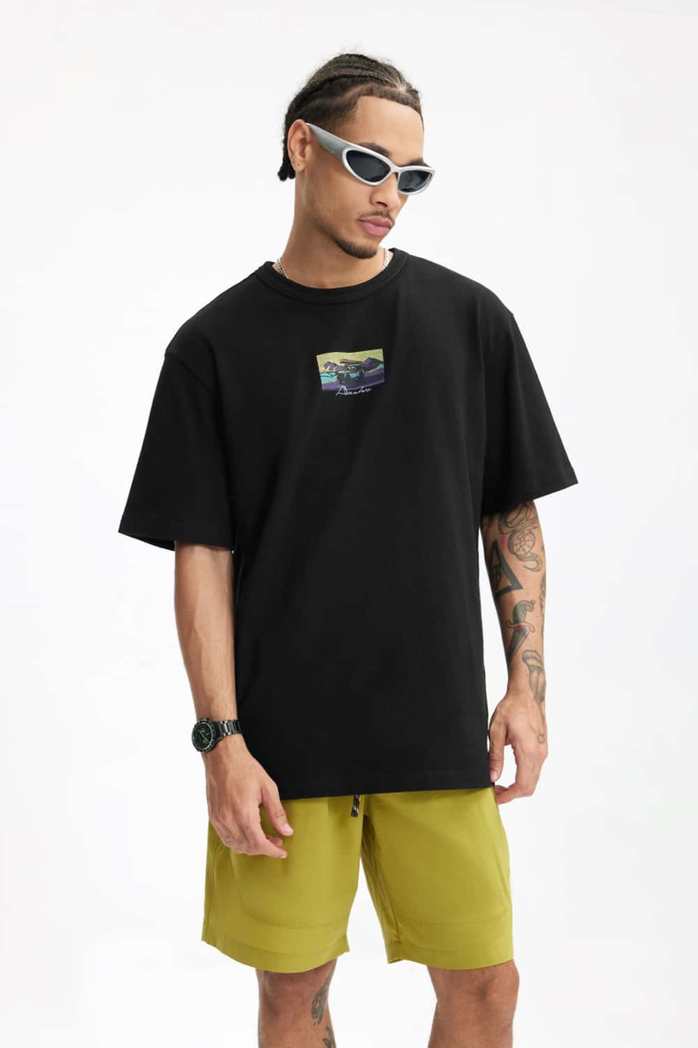 Heavyweight Graphic Loose Fit T-Shirt - Black