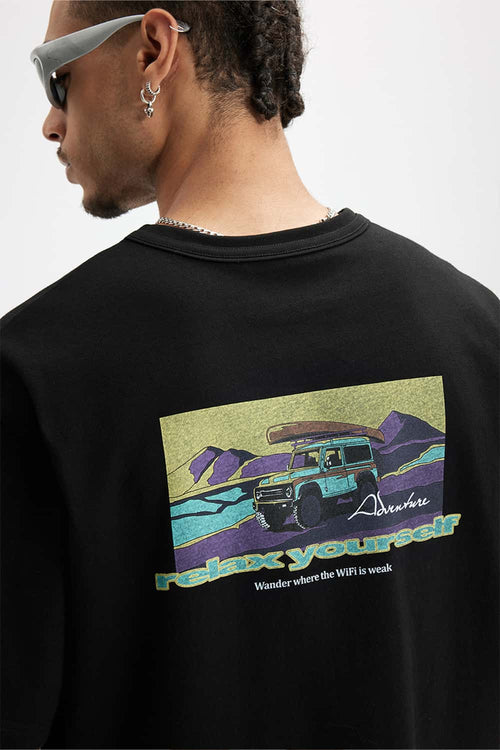 Heavyweight Graphic Loose Fit T-Shirt - Black