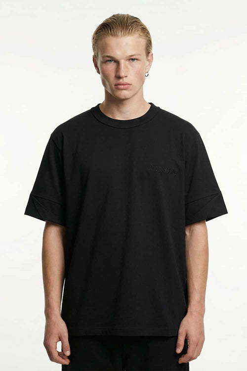 Rolled Sleeve Graphic Heavyweight T-Shirt - Black