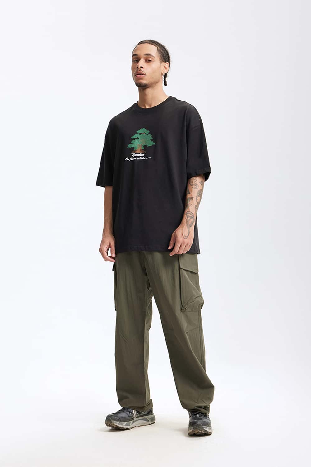 Puff Print Forest Loose T-Shirt - Black