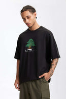Puff Print Forest Loose T-Shirt - Black