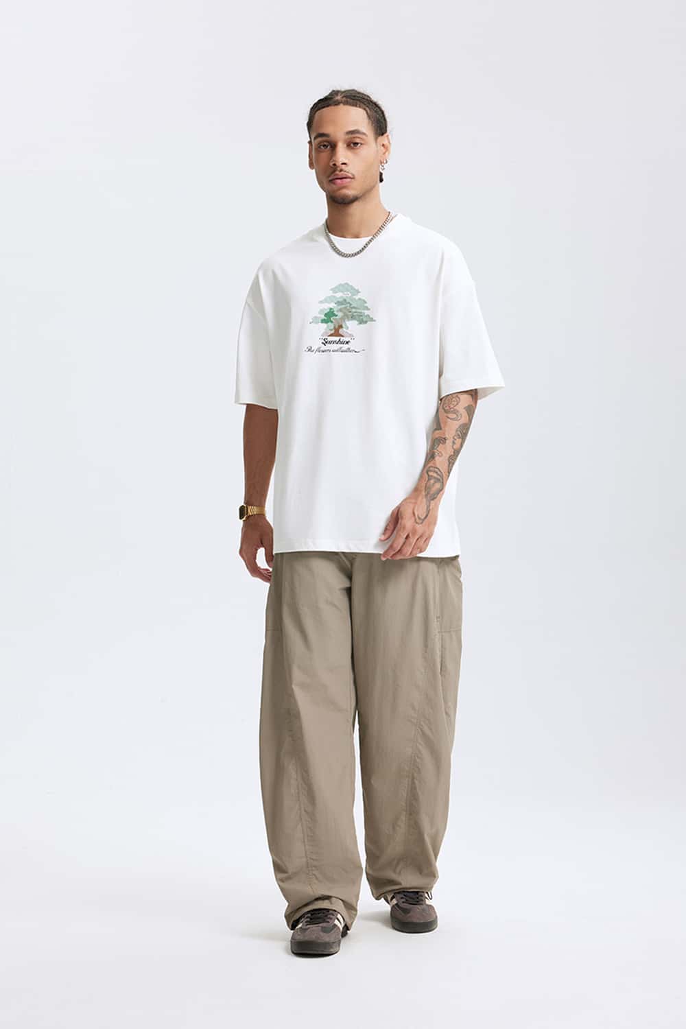 Puff Print Forest Loose T-Shirt - White