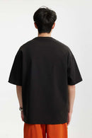 Camping Bear Graphic Loose T-Shirt - Black