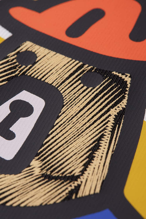 Camping Bear Graphic Loose T-Shirt - Black