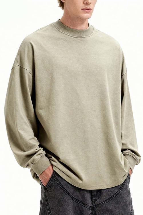 Heavyweight Loose Long-Sleeve T-Shirt - Sand