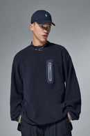Fleece Zip Pocket Crewneck Sweatshirt - Navy Blue