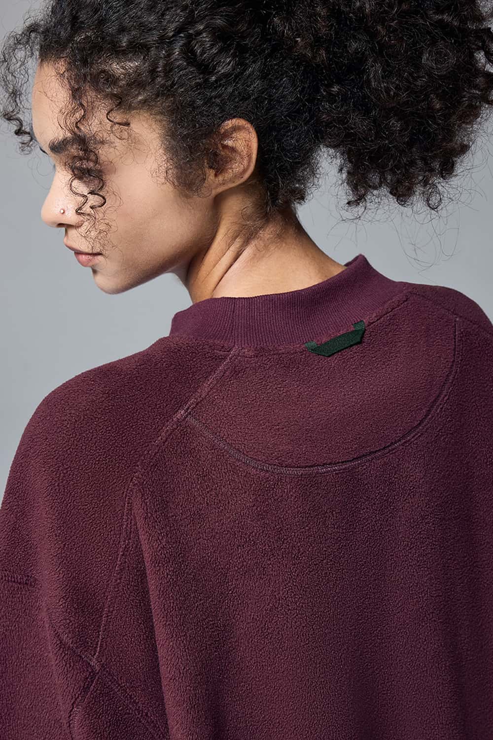 Fleece Zip Pocket Crewneck Sweatshirt - Red