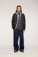 Fleece Snap-Front Cardigan Jacket - Dark Gray